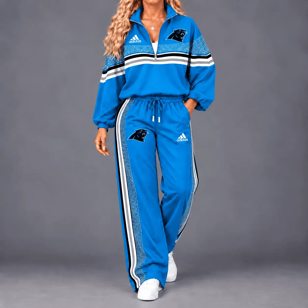 Carolina Panthers | Premium NFL Team Spirit Gradient Dot Stripe Quarter-Zip + Pants TD