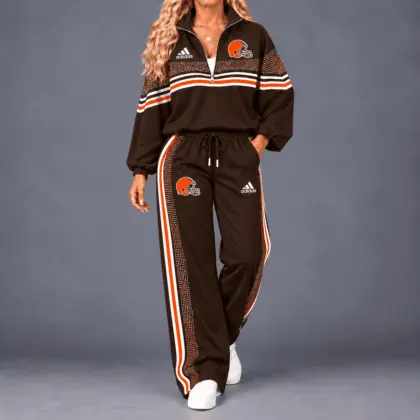 Cleveland Browns | Premium NFL Team Spirit Gradient Dot Stripe Quarter-Zip + Pants TD