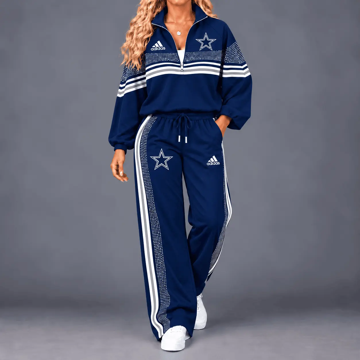 Dallas Cowboys | Premium NFL Team Spirit Gradient Dot Stripe Quarter-Zip + Pants TD