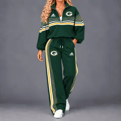 Green Bay Packers | Premium NFL Team Spirit Gradient Dot Stripe Quarter-Zip + Pants TD