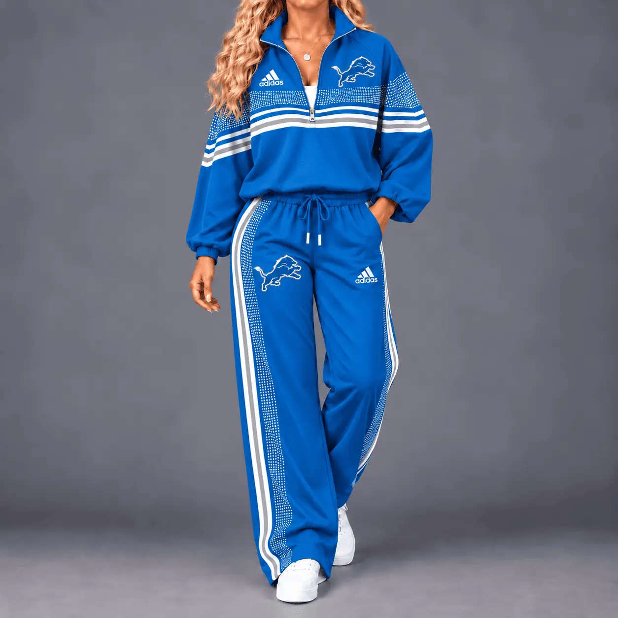 Detroit Lions | Premium NFL Team Spirit Gradient Dot Stripe Quarter-Zip + Pants TD