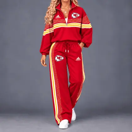 Kansas City Chiefs | Premium NFL Team Spirit Gradient Dot Stripe Quarter-Zip + Pants TD