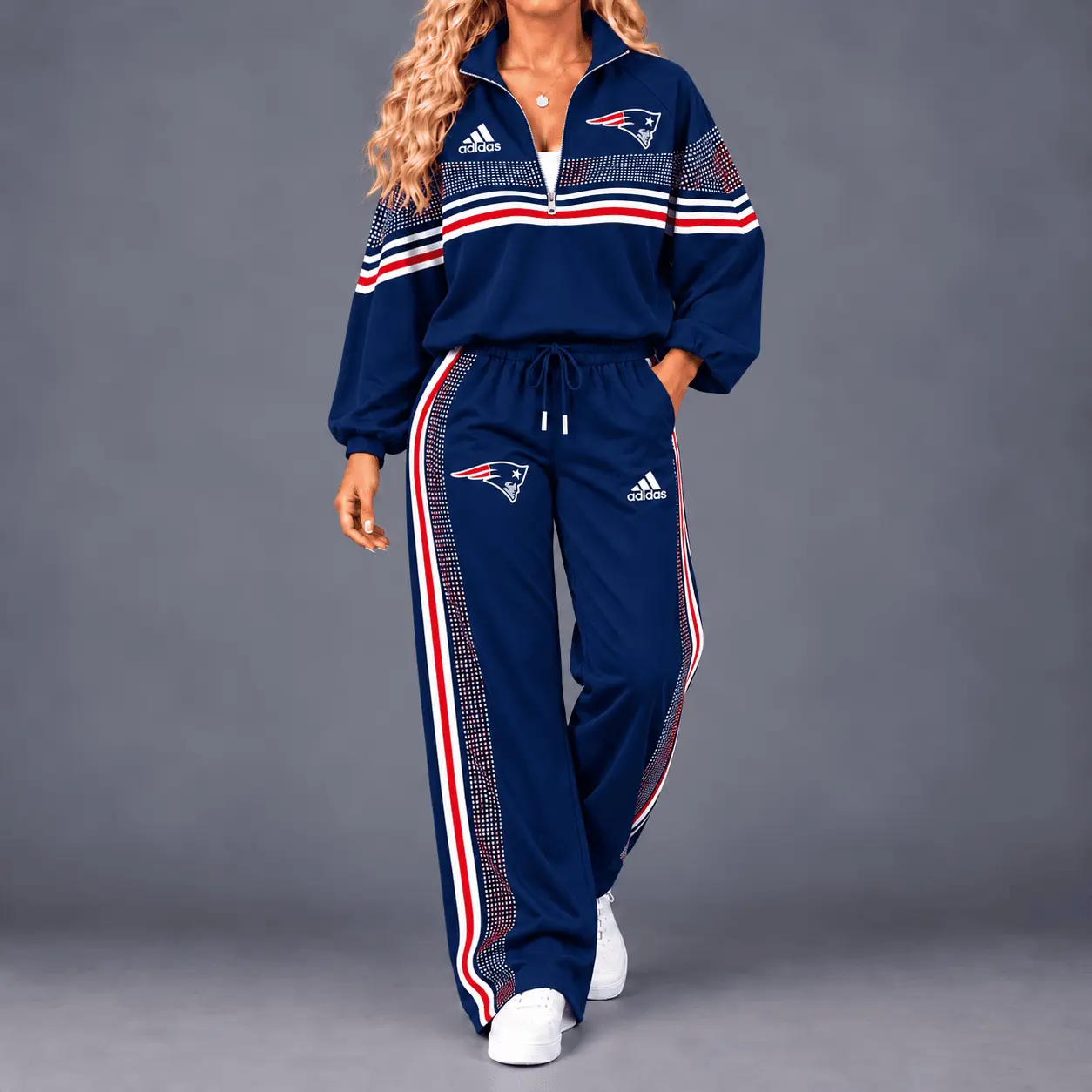 New England Patriots | Premium NFL Team Spirit Gradient Dot Stripe Quarter-Zip + Pants TD