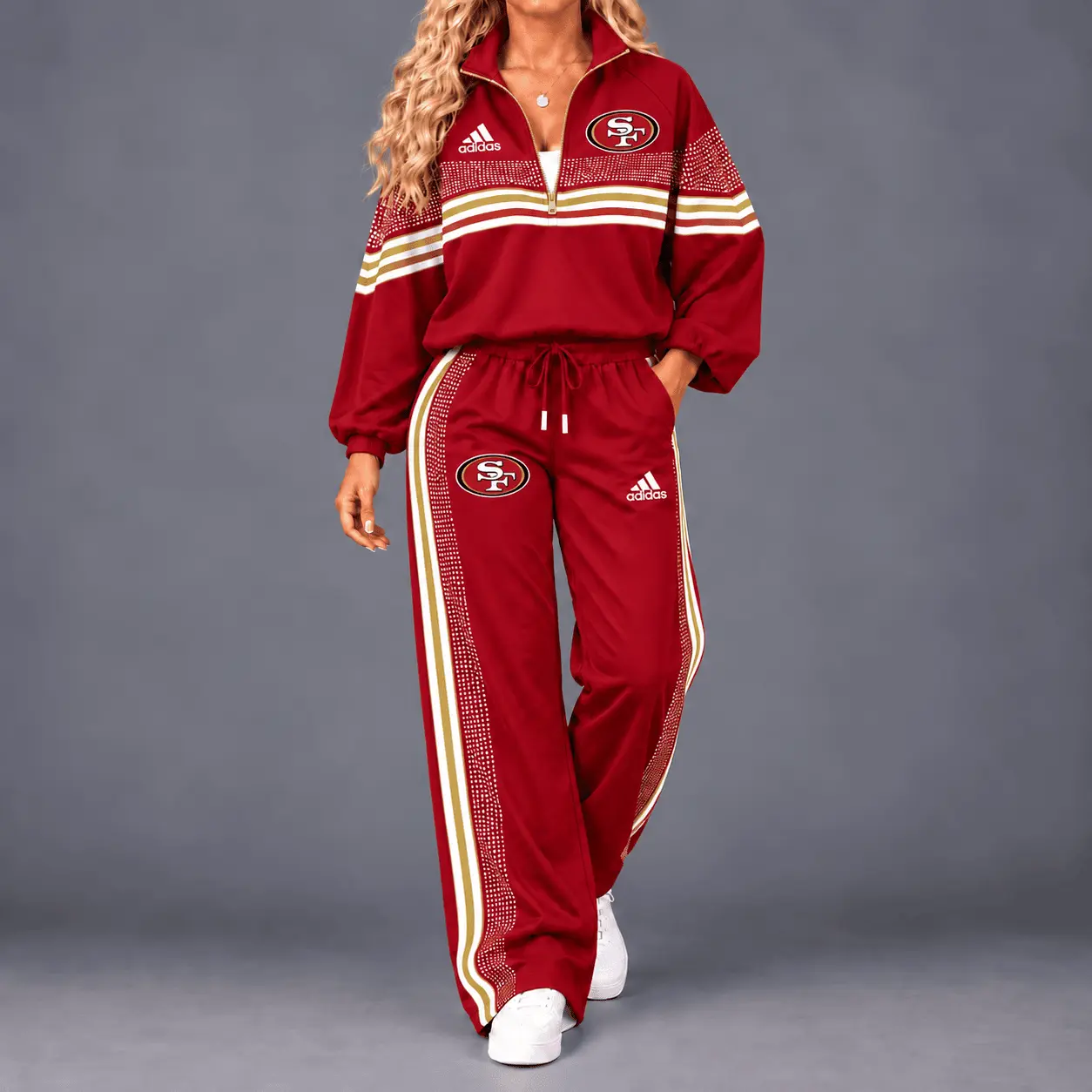 San Francisco 49ers | Premium NFL Team Spirit Gradient Dot Stripe Quarter-Zip + Pants TD