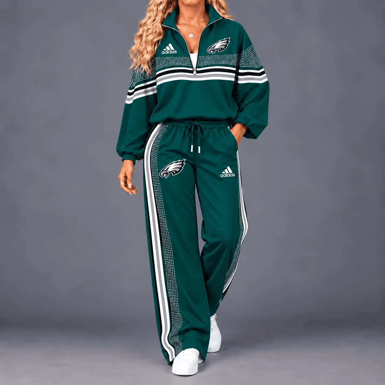 Philadelphia Eagles | Premium NFL Team Spirit Gradient Dot Stripe Quarter-Zip + Pants TD