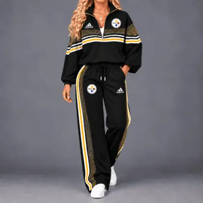 Pittsburgh Steelers | Premium NFL Team Spirit Gradient Dot Stripe Quarter-Zip + Pants TD