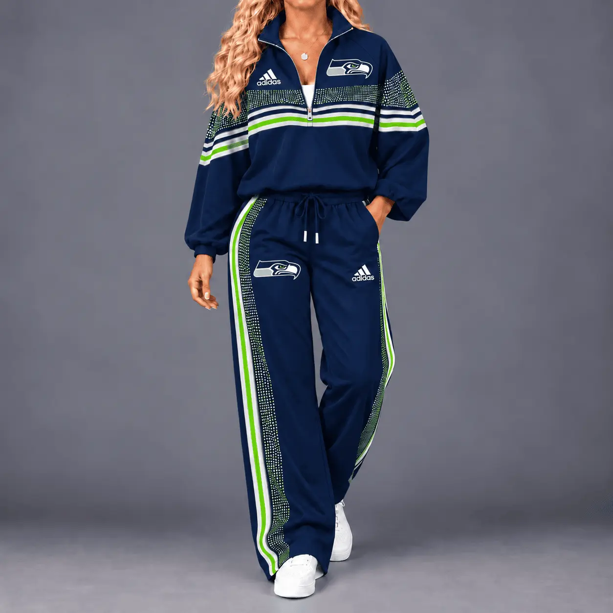 Seattle Seahawks | Premium NFL Team Spirit Gradient Dot Stripe Quarter-Zip + Pants TD