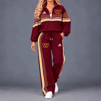 Washington Commanders | Premium NFL Team Spirit Gradient Dot Stripe Quarter-Zip + Pants TD