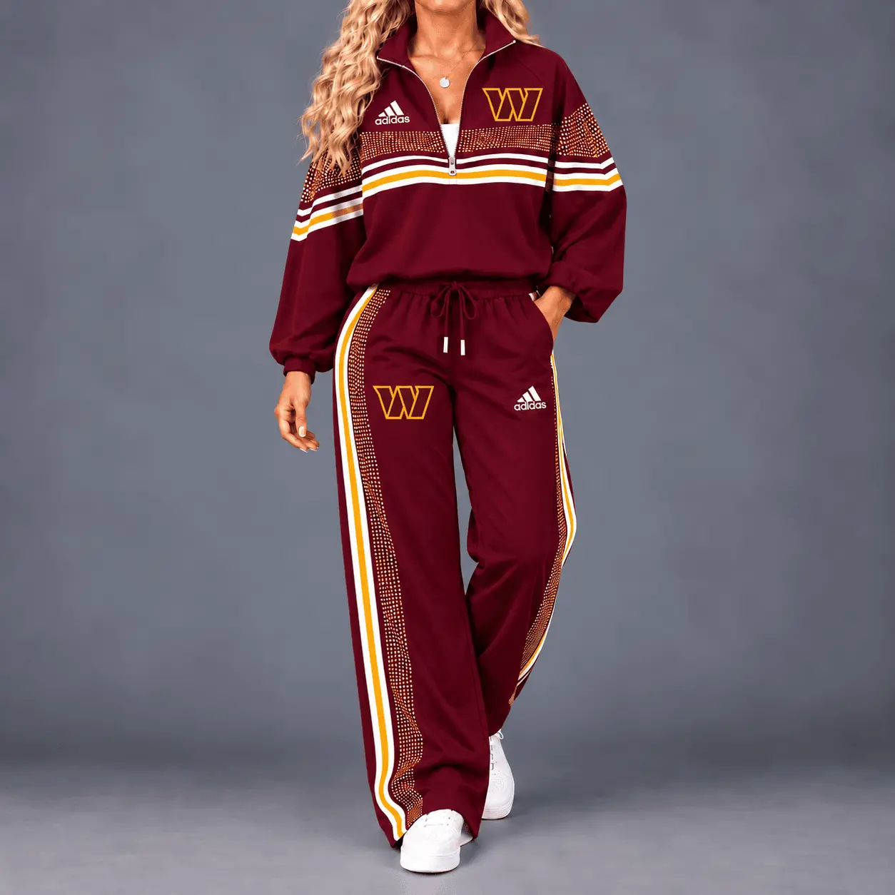 Washington Commanders | Premium NFL Team Spirit Gradient Dot Stripe Quarter-Zip + Pants TD