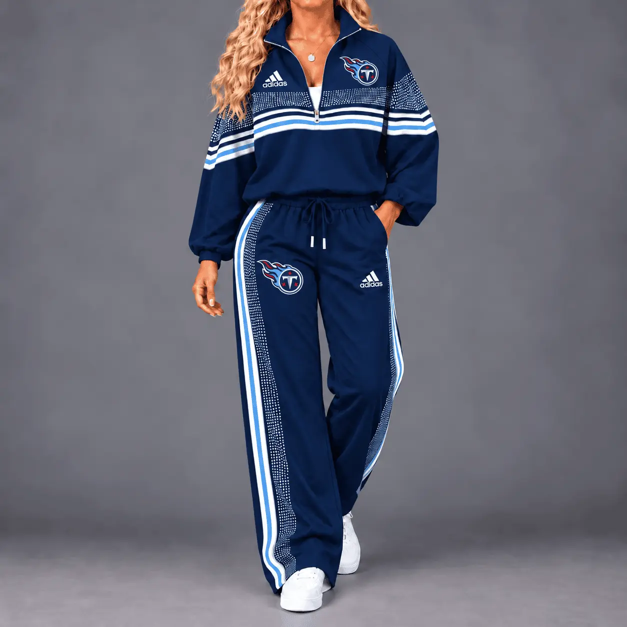 Tennessee Titans | Premium NFL Team Spirit Gradient Dot Stripe Quarter-Zip + Pants TD