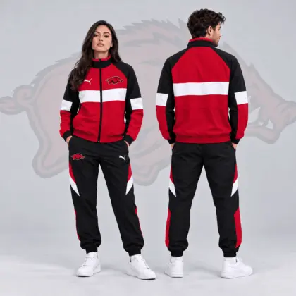 Arkansas Razorbacks | Premium NCAA Colorblock Performance Tracksuit Jacket & Jogger Set NDN