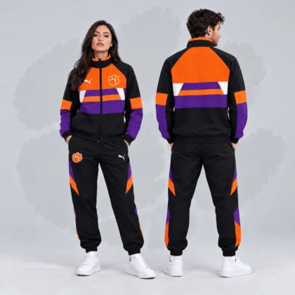 Clemson Tigers | Premium NCAA Colorblock Performance Tracksuit Jacket & Jogger Set NDN