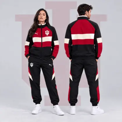 Indiana Hoosiers | Premium NCAA Colorblock Performance Tracksuit Jacket & Jogger Set NDN