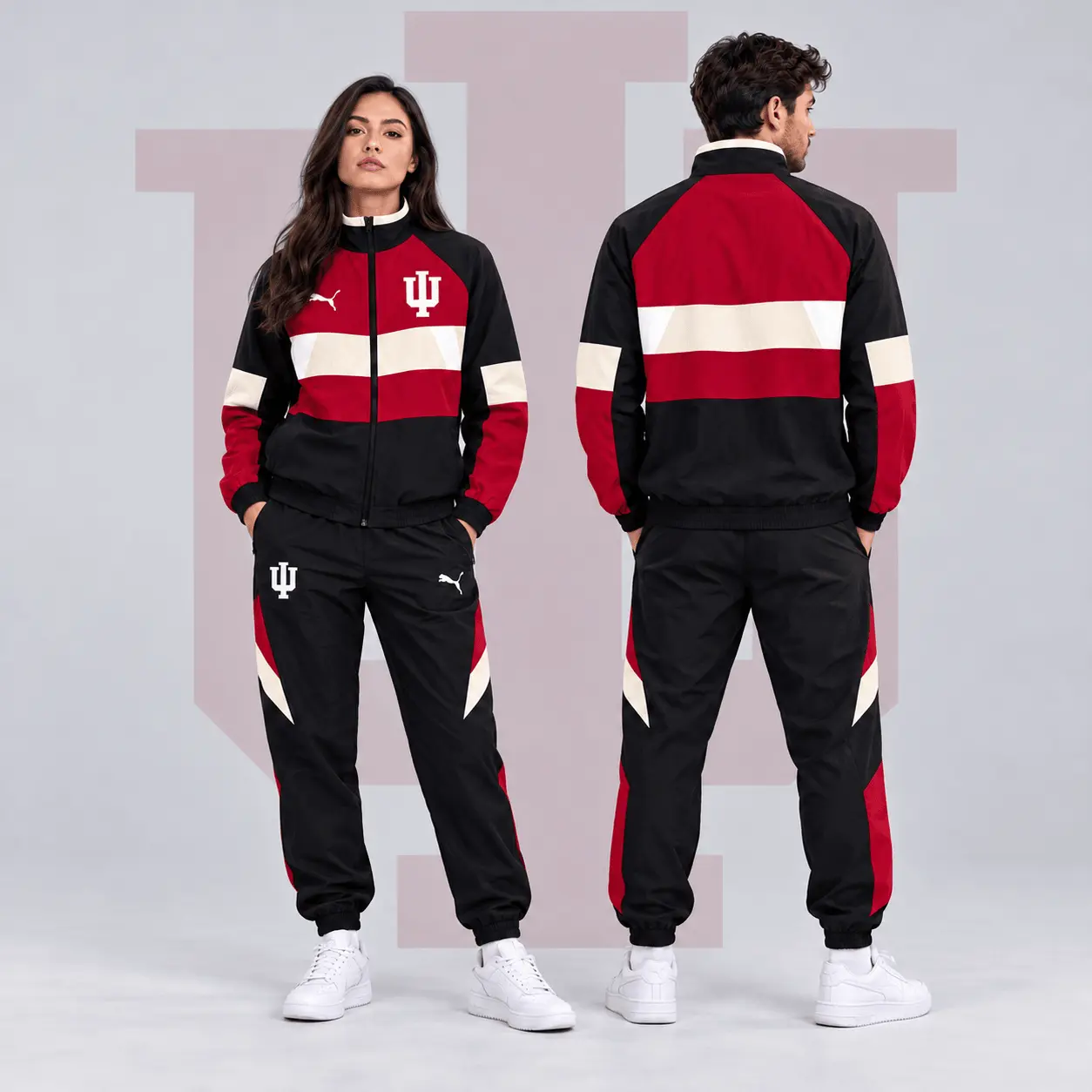 Indiana Hoosiers | Premium NCAA Colorblock Performance Tracksuit Jacket & Jogger Set NDN