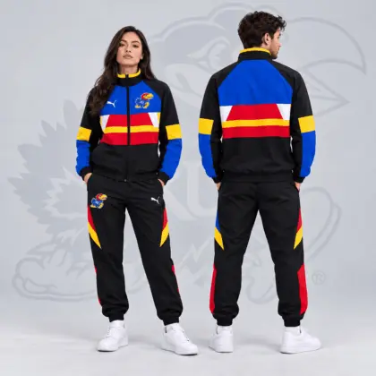 Kansas Jayhawks | Premium NCAA Colorblock Performance Tracksuit Jacket & Jogger Set NDN