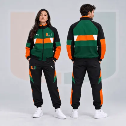Miami Hurricanes | Premium NCAA Colorblock Performance Tracksuit Jacket & Jogger Set NDN