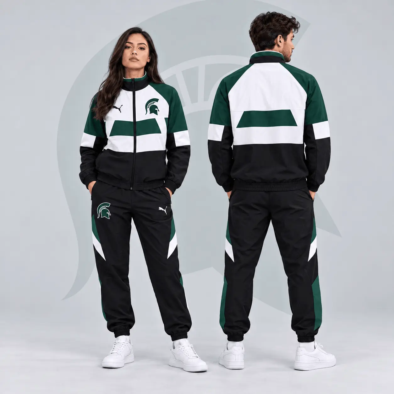 Michigan State Spartans | Premium NCAA Colorblock Performance Tracksuit Jacket & Jogger Set NDN