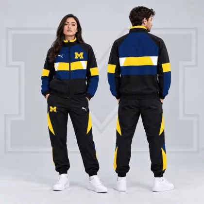 Michigan Wolverines | Premium NCAA Colorblock Performance Tracksuit Jacket & Jogger Set NDN
