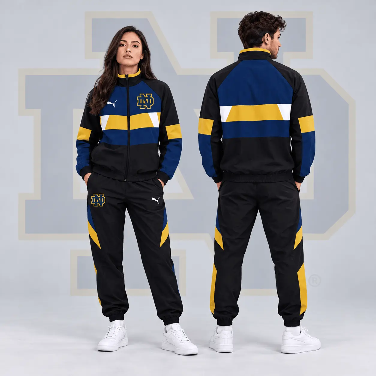 Notre Dame Fighting Irish | Premium NCAA Colorblock Performance Tracksuit Jacket & Jogger Set NDN