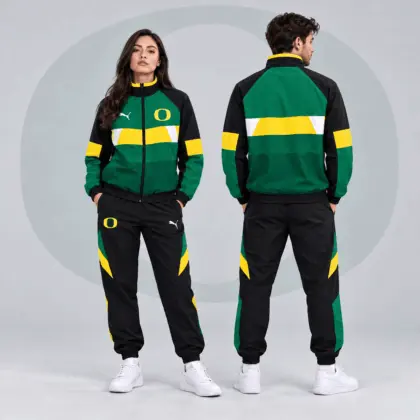 Oregon Ducks | Premium NCAA Colorblock Performance Tracksuit Jacket & Jogger Set NDN