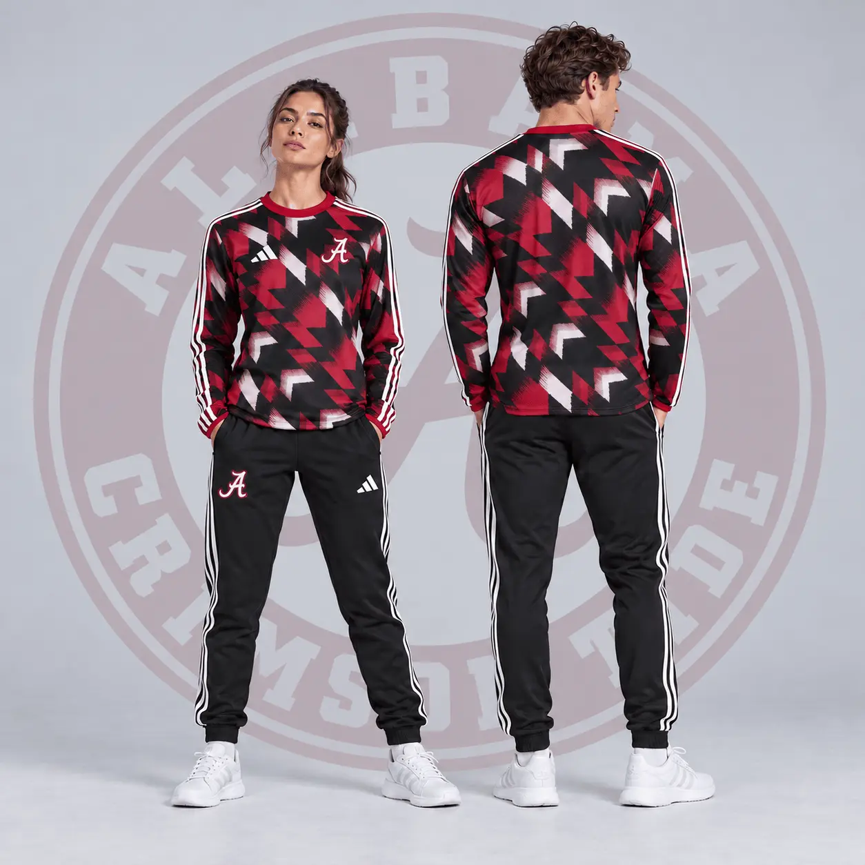 Alabama Crimson Tide | Premium NCAA Dynamic Geometric Long Sleeve Shirt & Jogger Set NDN