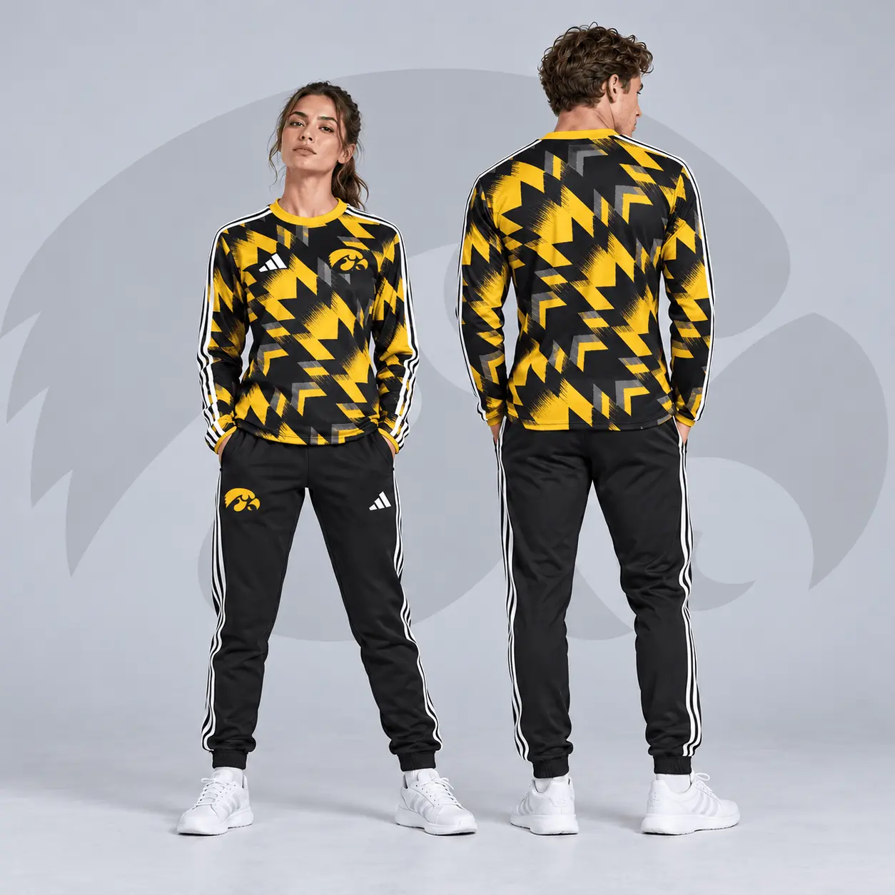 Iowa Hawkeyes | Premium NCAA Dynamic Geometric Long Sleeve Shirt & Jogger Set NDN
