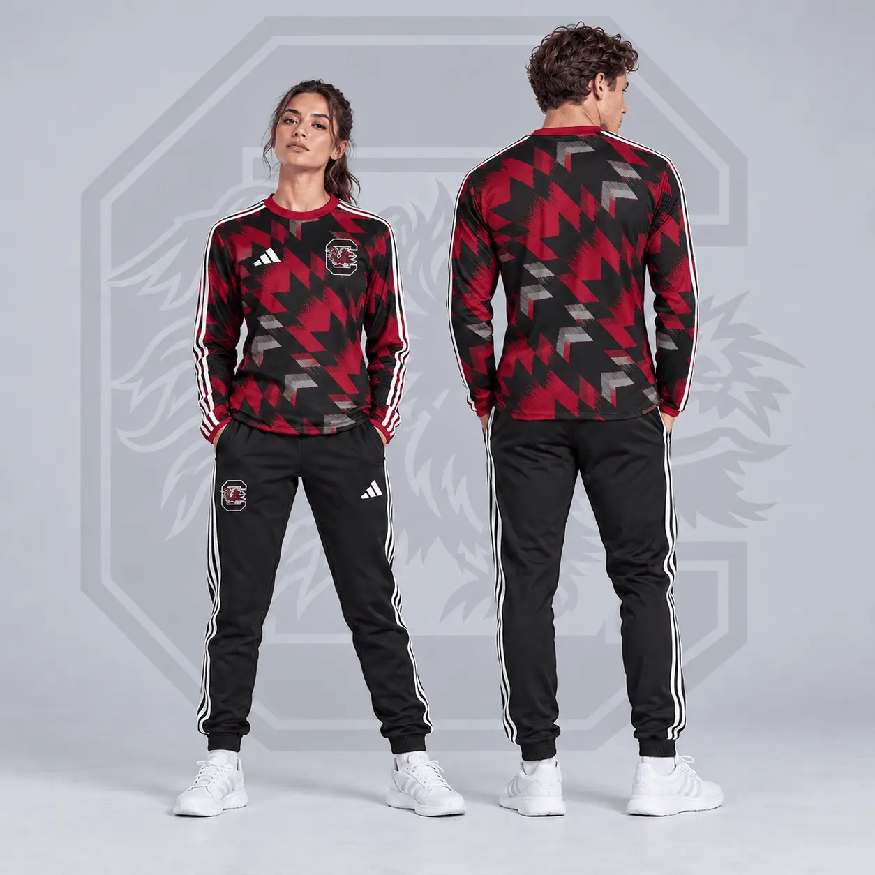 Louisville Cardinals | Premium NCAA Dynamic Geometric Long Sleeve Shirt & Jogger Set NDN