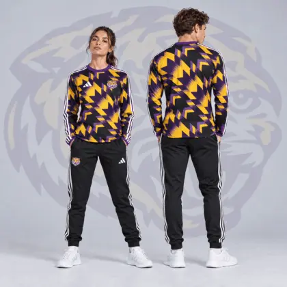 Lsu Tigers | Premium NCAA Dynamic Geometric Long Sleeve Shirt &amp; Jogger Set NDN