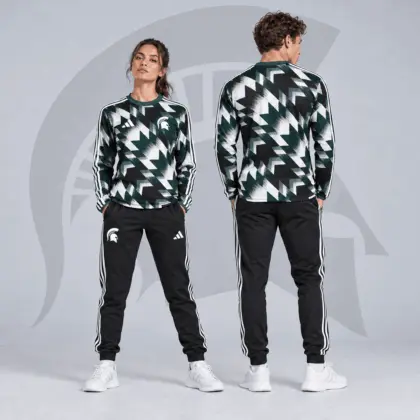 Michigan State Spartans | Premium NCAA Dynamic Geometric Long Sleeve Shirt &amp; Jogger Set NDN
