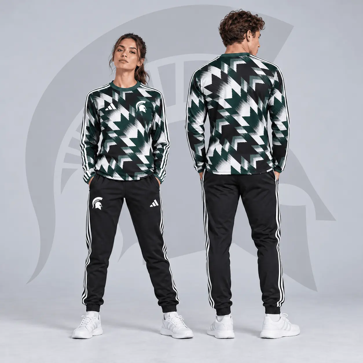 Michigan State Spartans | Premium NCAA Dynamic Geometric Long Sleeve Shirt & Jogger Set NDN