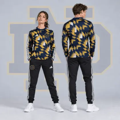 Notre Dame Fighting Irish | Premium NCAA Dynamic Geometric Long Sleeve Shirt &amp; Jogger Set NDN