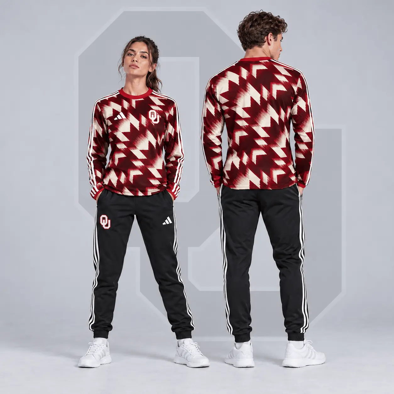 Oklahoma Sooners | Premium NCAA Dynamic Geometric Long Sleeve Shirt & Jogger Set NDN
