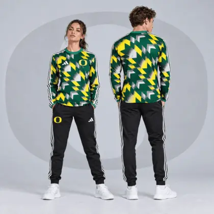 Oregon Ducks | Premium NCAA Dynamic Geometric Long Sleeve Shirt & Jogger Set NDN