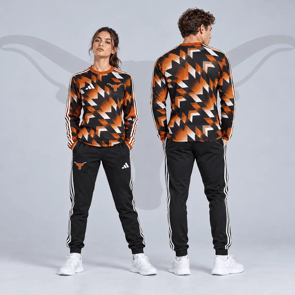 Texas Longhorns | Premium NCAA Dynamic Geometric Long Sleeve Shirt & Jogger Set NDN