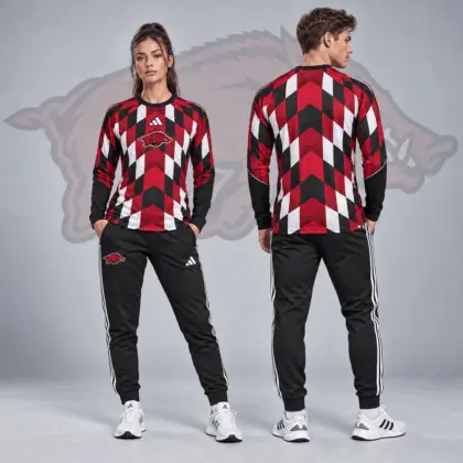 Arkansas Razorbacks | Premium NCAA Diamond Chevron Long Sleeve Performance Shirt &amp; Jogger Set NDN