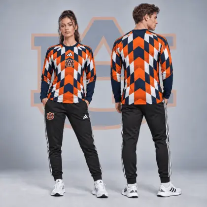 Auburn Tigers | Premium NCAA Diamond Chevron Long Sleeve Performance Shirt & Jogger Set NDN