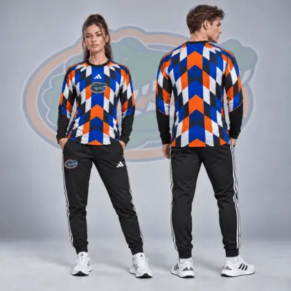 Florida Gators | Premium NCAA Diamond Chevron Long Sleeve Performance Shirt & Jogger Set NDN