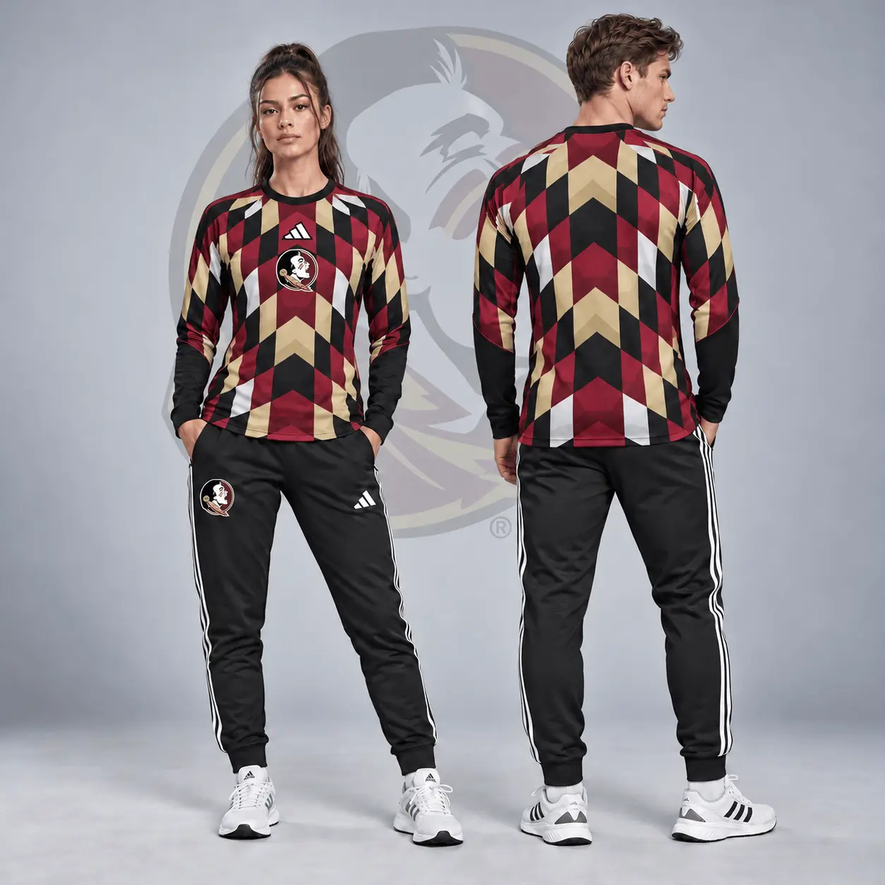 Florida State Seminoles | Premium NCAA Diamond Chevron Long Sleeve Performance Shirt & Jogger Set NDN
