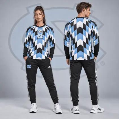 North Carolina Tar Heels | Premium NCAA Diamond Chevron Long Sleeve Performance Shirt & Jogger Set NDN