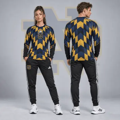 Notre Dame Fighting Irish | Premium NCAA Diamond Chevron Long Sleeve Performance Shirt & Jogger Set NDN