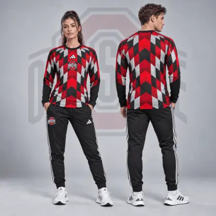Ohio State Buckeyes | Premium NCAA Diamond Chevron Long Sleeve Performance Shirt & Jogger Set NDN