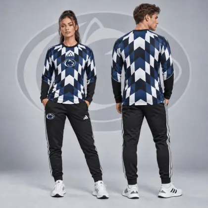 Penn State Nittany Lions | Premium NCAA Diamond Chevron Long Sleeve Performance Shirt &amp; Jogger Set NDN