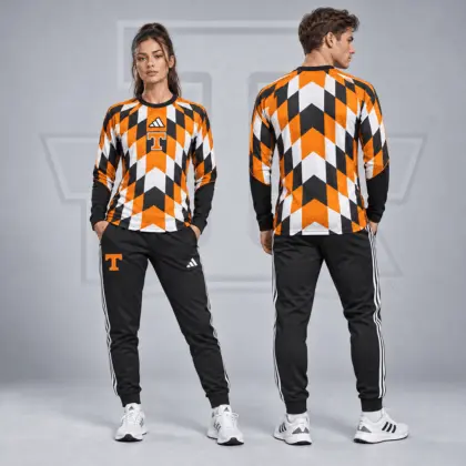 Tennessee Volunteers | Premium NCAA Diamond Chevron Long Sleeve Performance Shirt & Jogger Set NDN