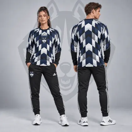 Uconn Huskies | Premium NCAA Diamond Chevron Long Sleeve Performance Shirt & Jogger Set NDN