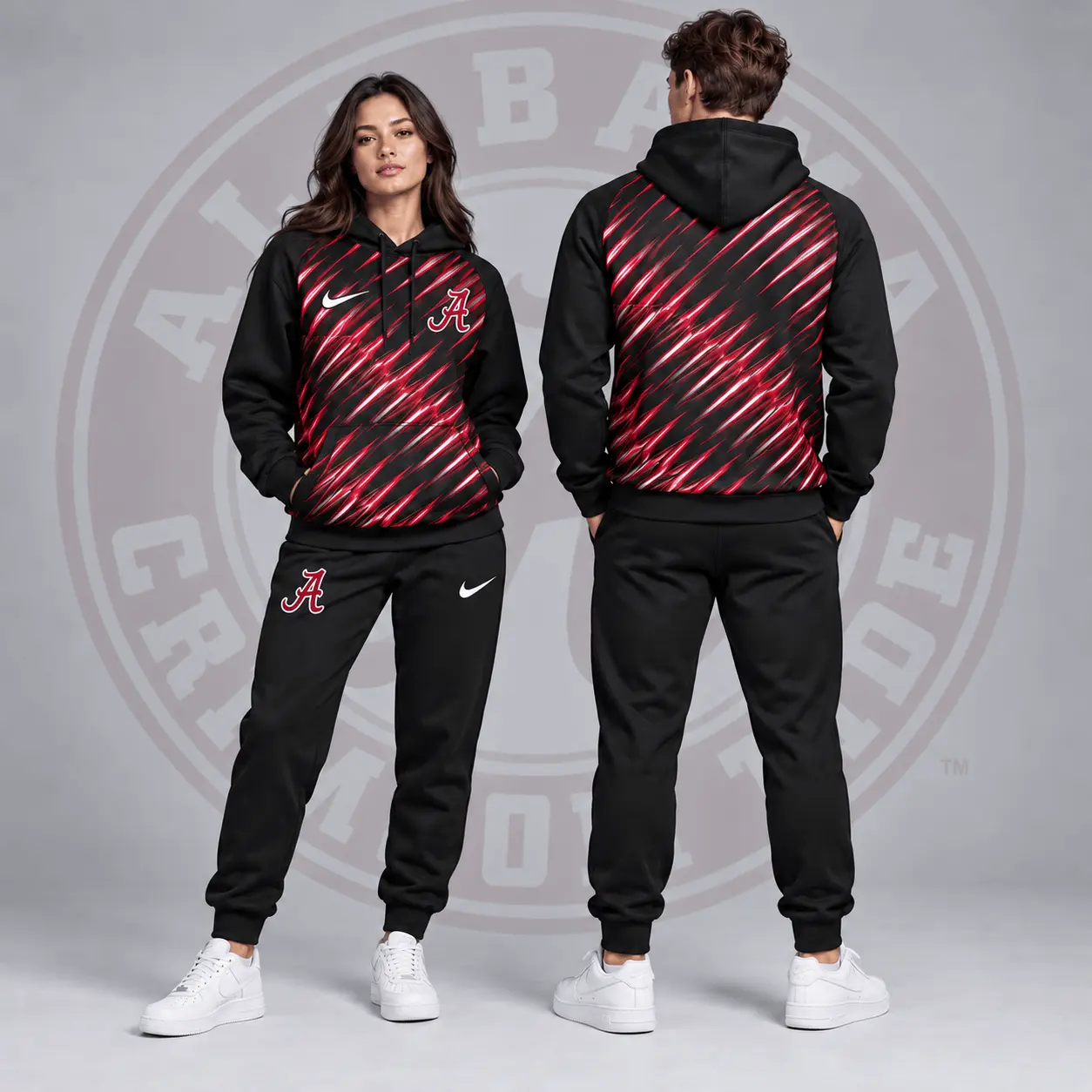 Alabama Crimson Tide | Premium NCAA Velocity Streak Pullover Hoodie & Jogger Set NDN