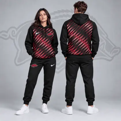Arkansas Razorbacks | Premium NCAA Velocity Streak Pullover Hoodie & Jogger Set NDN
