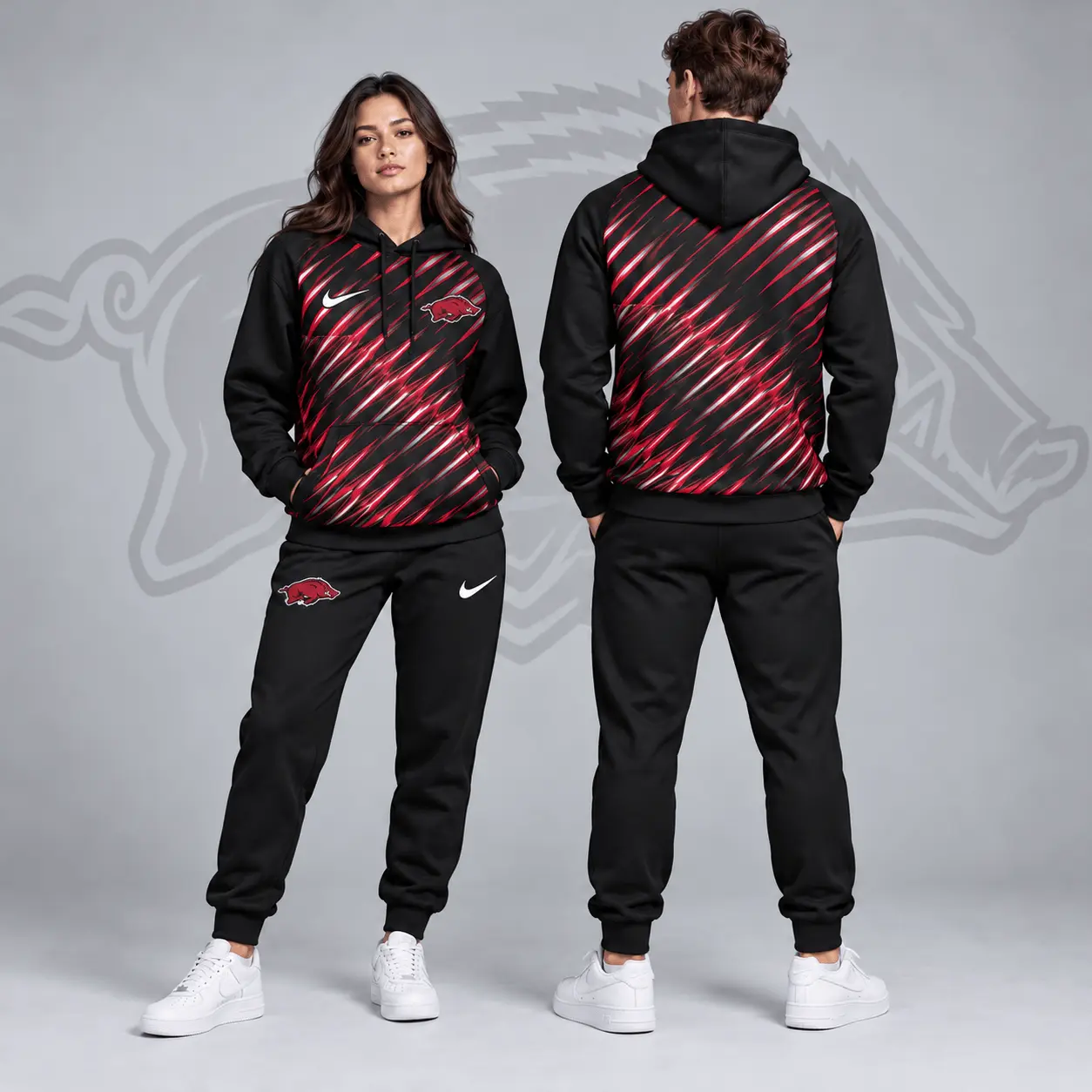 Arkansas Razorbacks | Premium NCAA Velocity Streak Pullover Hoodie & Jogger Set NDN