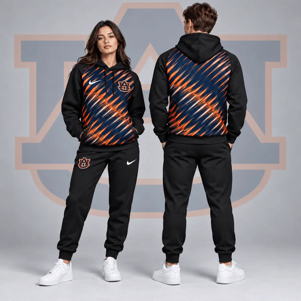 Auburn Tigers | Premium NCAA Velocity Streak Pullover Hoodie & Jogger Set NDN