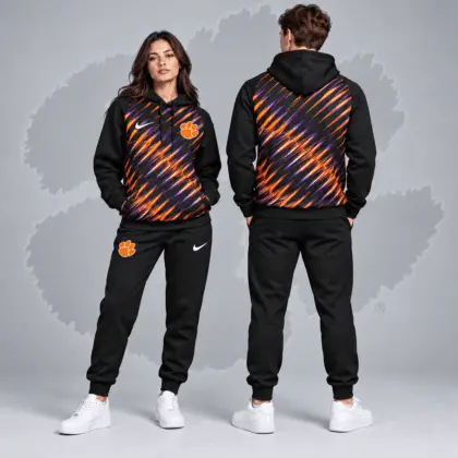 Clemson Tigers | Premium NCAA Velocity Streak Pullover Hoodie & Jogger Set NDN