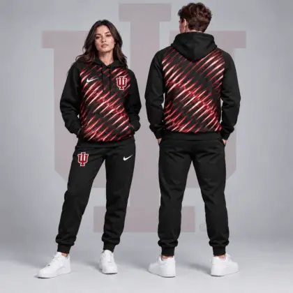 Indiana Hoosiers | Premium NCAA Velocity Streak Pullover Hoodie & Jogger Set NDN